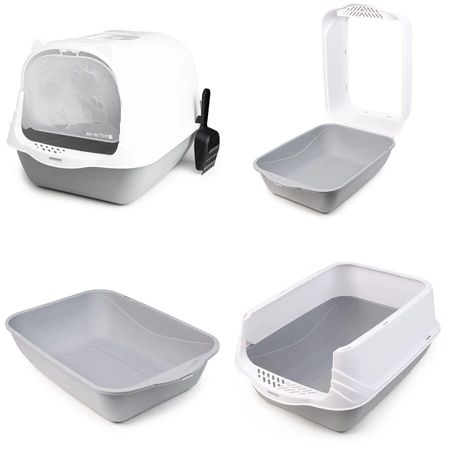 Zabudowana kuweta dla kota z odpinaną pokrywą i tacką wewnętrzną