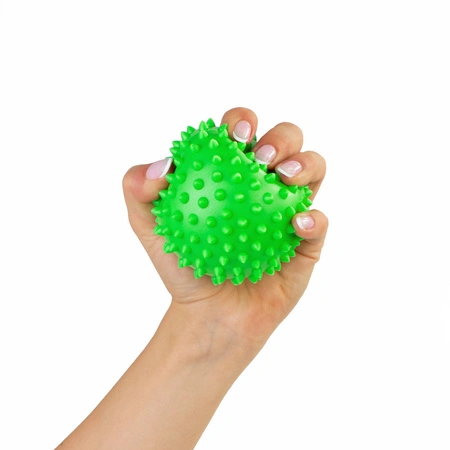 Piłka rehabilitacyjna sensoryczna z kolcami jeżyk do masażu zielona