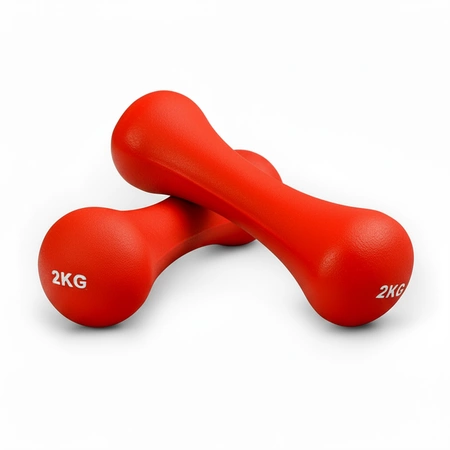 Hantle neoprenowe 2x2 kg czerwone – hantle do ćwiczeń w domu