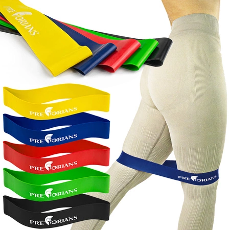 Zestaw 5 gum do ćwiczeń i rozciągania mini band taśmy Pretorians