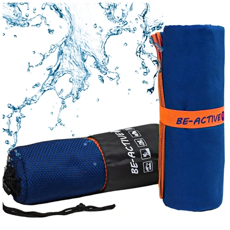 Ręcznik szybkoschnący z mikrofibry 130x80 granatowo-pomarańczowy