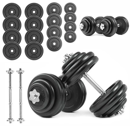 Zestaw hantli żeliwnych 2x30kg regulowane