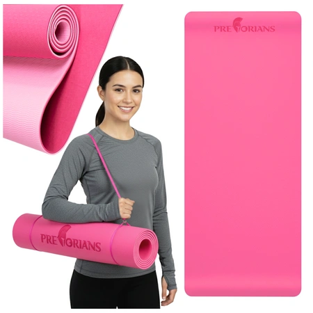 Mata do ćwiczeń fitness yogi 6mm TPE różowa