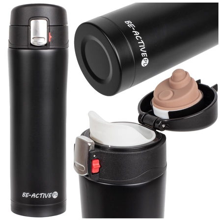 Kubek termiczny czarny 400ml termos do samochodu z ustnikiem