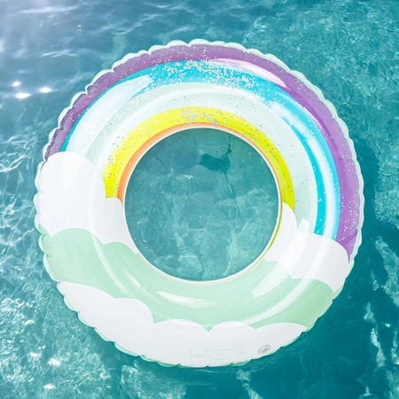 Koło dmuchane do pływania tęcza z brokatem 80cm materac nad wodę basen dla dzieci