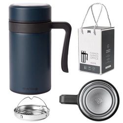 Kubek termiczny termos granatowy podwójne ścianki duży 450ml na kawę herbatę