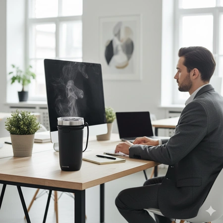 Kubek termiczny termos duży 550ml na herbatę kawę napój podróżny szary