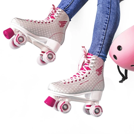 Wrotki klasyczne NQ14198 srebrno-różowe rozmiar 39 Nils Extreme