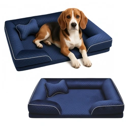 Legowisko posłanie dla psa z poduszką welurowe granatowe M