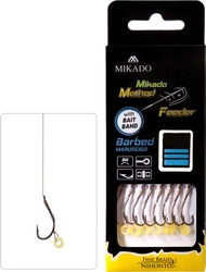PRZYPON DO METHOD FEEDER Z GUMKĄ - hak z zadziorem nr 10 / plecionka: 0.12mm/10cm - 8 sztuk