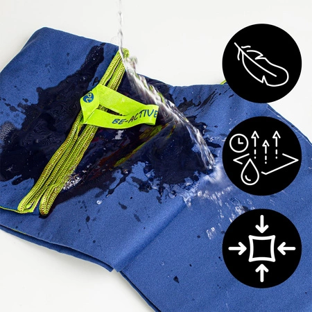 Ręcznik szybkoschnący z mikrofibry 130x80 granatowo-limonkowy