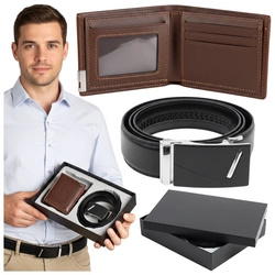 Pasek i portfel na prezent dla chłopaka elegancki męski zestaw ZP07
