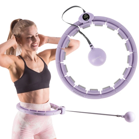 Hula hop masujący z wypustkami i obciążnikiem fioletowe HHW09 HMS