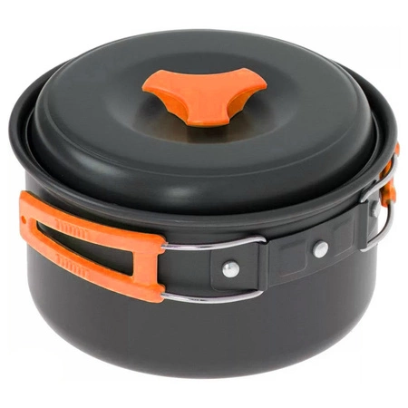 Zestaw garnków naczyń turystycznych na wyprawy ZG2-01 pomarańczowy