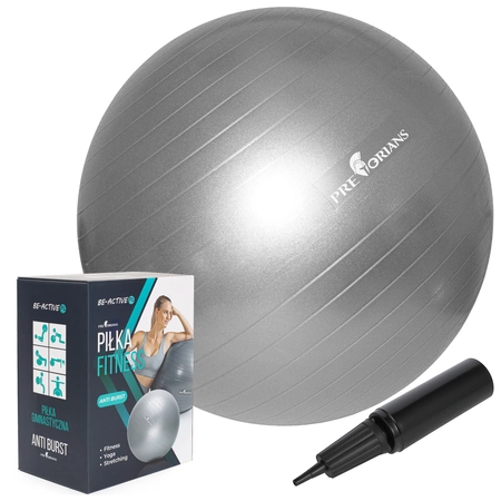 Piłka gimnastyczna anti burst 65 cm szara Pretorians z pompką