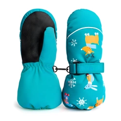 Rękawiczki zimowe jednopalczaste niebieskie narciarskie wodoodporne rękawice dla dzieci