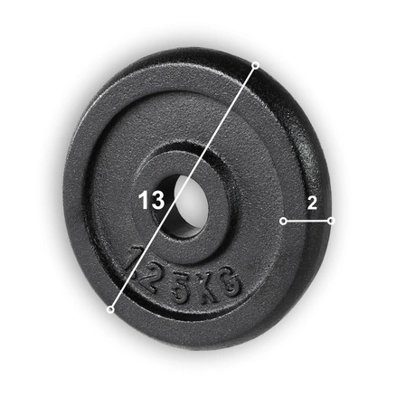 Obciążenie żeliwne 2x1,25kg krążek talerz otwór 26mm - zestaw 2 x 1,25kg