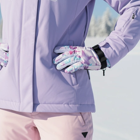 Rękawice narciarskie zimowe na deskę narty rozmiar M dłoń 19 cm fioletowe