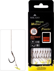 PRZYPON METHOD FEEDER - Z PUSH STOPEM - hak z zadziorem nr 8 / plecionka: 0.14mm/10cm - op.8szt.