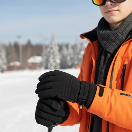 Rękawiczki do ekranów dotykowych narciarskie na zimę M czarne