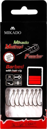 PRZYPON DO METHOD FEEDER Z WŁOSEM - hak z zadziorem nr 16 / żyłka: 0.20mm/10cm - 8 sztuk