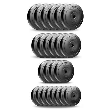 Zestaw do ćwiczeń 142kg z ławką treningową PH 2132 sztangą / gryfem prostym 180 cm, obciążeniem 110 kg i hantlami