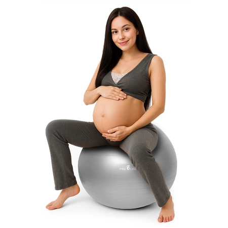 Piłka gimnastyczna 75 cm do ćwiczeń i rehabilitacji szara z pompką