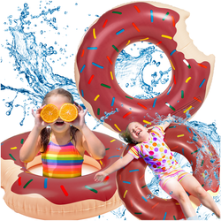 Koło dmuchane donut brązowy 90cm duży materac do pływania wody na basen dla dzieci