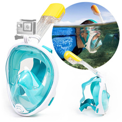 Maska do nurkowania snorkelingu pełnotwarzowa AntiFog dla dzieci S/M z uchwytem na kamerkę