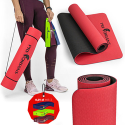 Mata do ćwiczeń fitness yogi 6mm TPE Pretorians czarno-czerwona