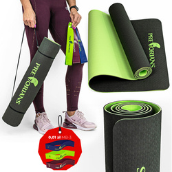 Mata do ćwiczeń fitness yogi 6mm TPE Pretorians zielona