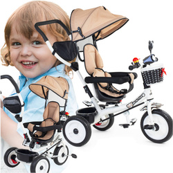 Wielofunkcyjny rowerek trójkołowy 3w1 dziecięcy jeździk pchacz obrotowa spacerówka