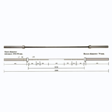 Gryf olimpijski 220 cm GO680 z zaciskami ZGO680 HMS PREMIUM