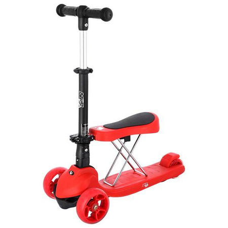 HLB12 hulajnoga nils fun 2w1 koła led kauczuk pu red