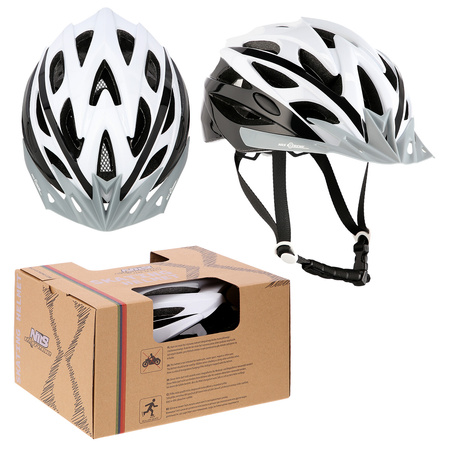 Kask na rower rolki biało-czarny rozmiar S Nils Extreme MTW210