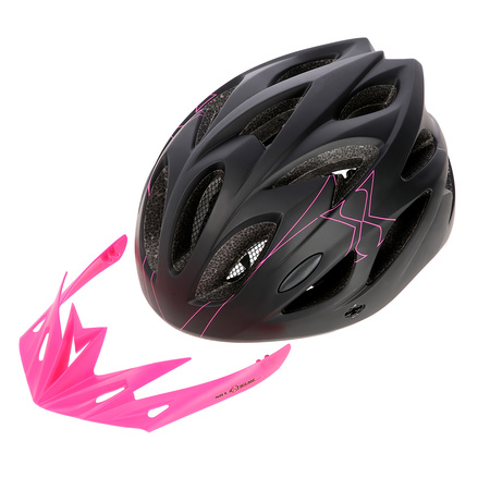 Kask ochronny do jazdy na rowerze rolkach czarno-różowy rozmiar S Nils Extreme MTW291