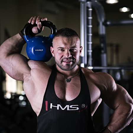 Kettlebell 16kg żeliwny pokryty winylem KNV16 blue hms