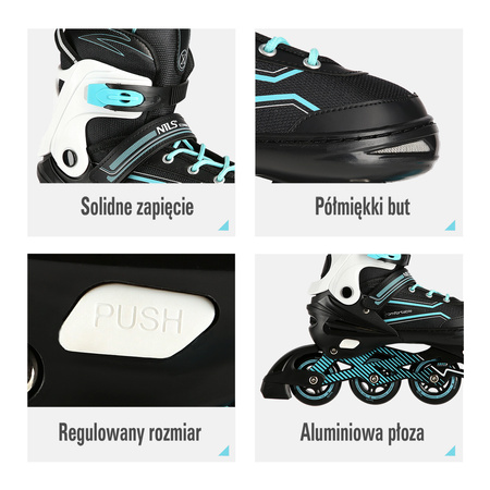 Łyżworolki NA1169 turkusowe rozmiar L Nils Extreme