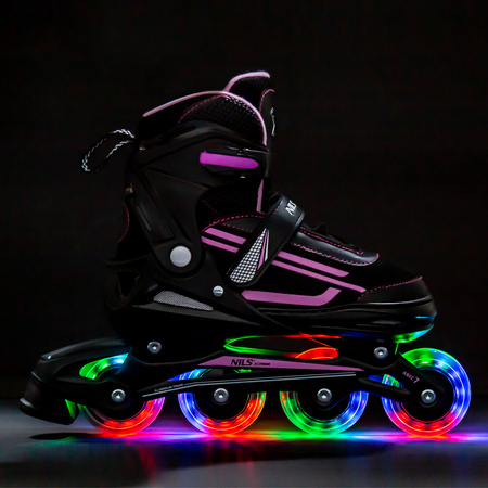 Łyżworolki NJ19803 led różowe rozmiar S Nils Extreme