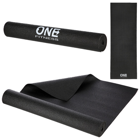 Mata fitness czarna PVC YM01 One Fitness