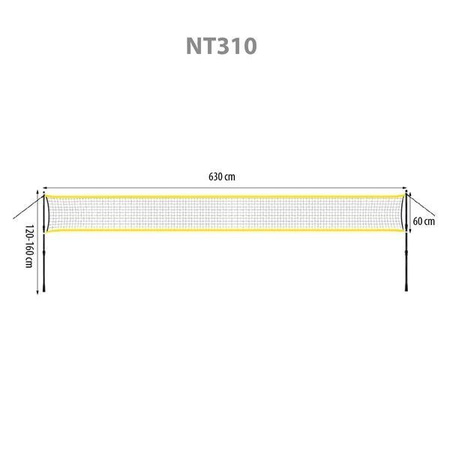 NT310 siatka do badmintona słupki teleskopowe 600x60cm