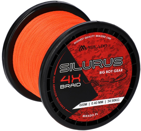PLECIONKA - SILURUS 4 X BRAID - 0.45mm/37.40kg/600m - FLUO POMARAŃCZOWA - op.1szp.