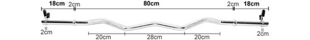 Sztanga / gryf lekko łamany 120cm / 25mm z zaciskami sprężynowymi