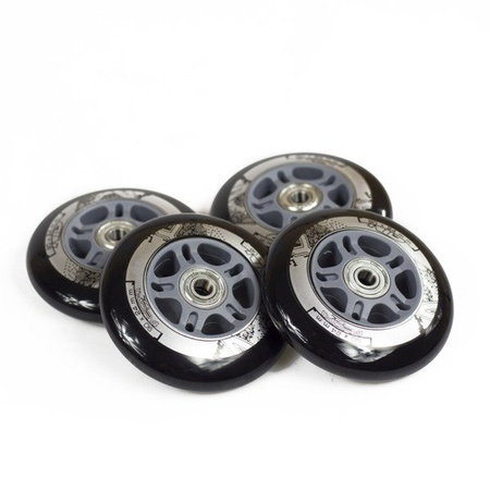 ZESTAW KÓŁKA I ŁOŻYSKA PU 90x24 82A CZARNE (4 szt.) + ABEC-9 CHROME (8 szt.) NILS EXTREME