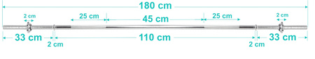 Zestaw do ćwiczeń 114kg z ławką treningową TB891, stojakami, sztangą / gryfem prostym 180cm, obciążeniem 82,5kg