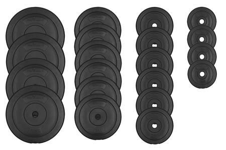 Zestaw do ćwiczeń 128kg z ławką treningową TB891, stojakami, sztangą / gryfem prostym 180cm, gryfem lekko łamanym 120cm, obciążeniem 90kg i hantlami