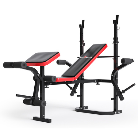 Zestaw do ćwiczeń 156kg z ławką PH 2132 sztangą 180 cm, gryfem 120 cm łamanym, obciążeniem 120 kg i hantlami