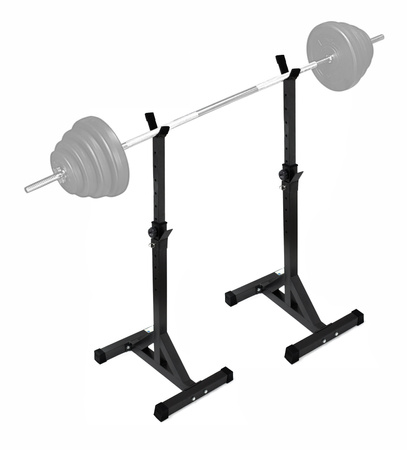 Zestaw do ćwiczeń siłowych 118kg. Siłownia domowa z ławką treningową TB015, stojakami wolnostojącymi, sztangą / gryfem prostym 150 cm, obciążeniem 85 kg