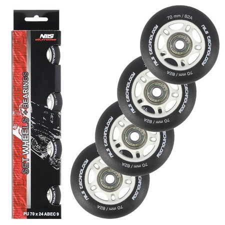 Zestaw pu 80x24 82a czarne matowe (4 szt.)+ łożyska abec-9 (8 szt.) nils extreme